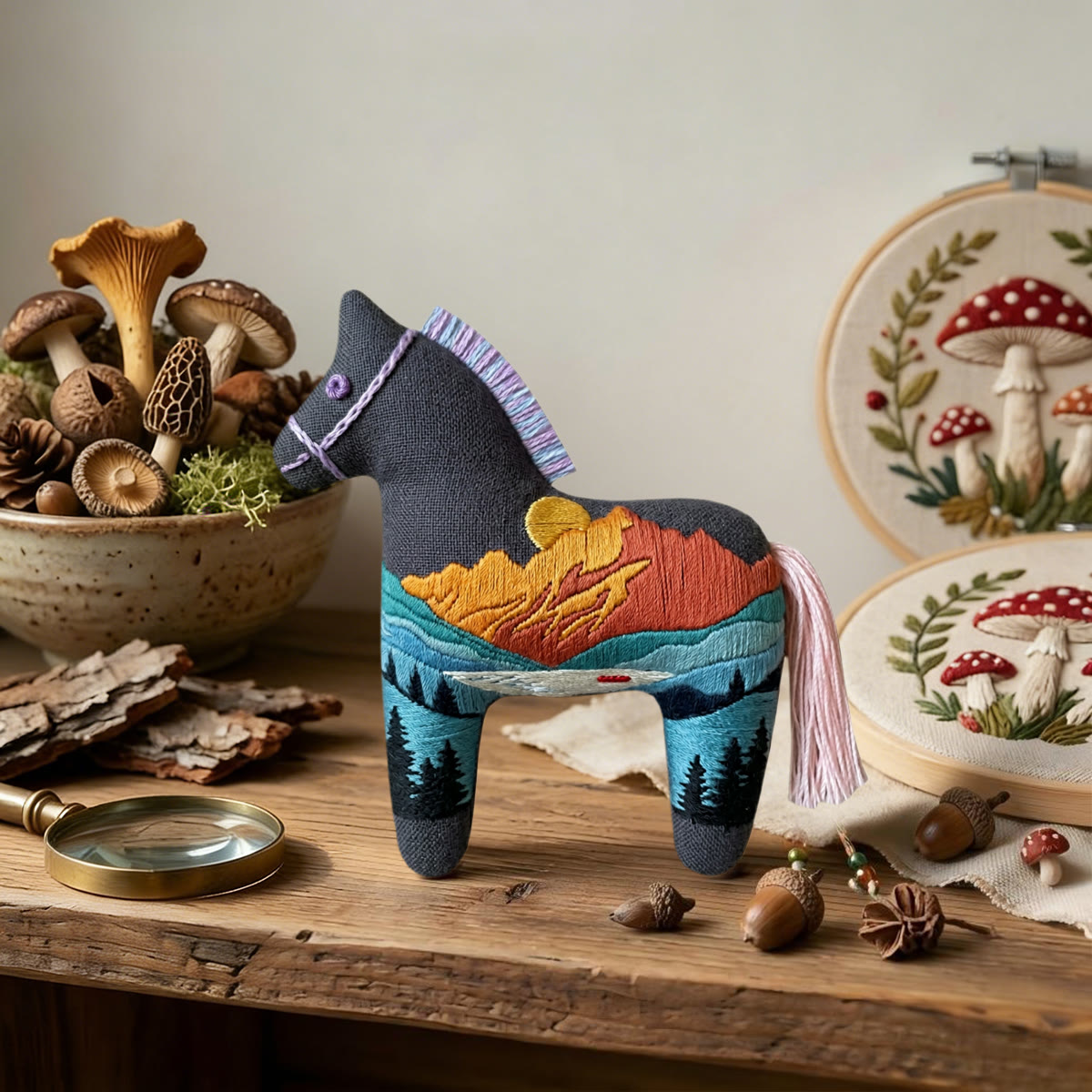 Rubbyoo Dala Horse Embroidery Kit - Sunlit Golden Mountain | Landscape Handmade Craft | Perfect Hanging Gift - image 5