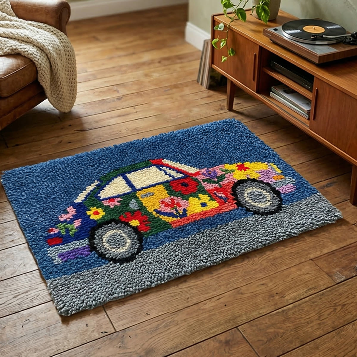 Rubbyoo Latch Hook Rug Kit - Retro Car | Entryway Flloor Decor | Perfect For Beginner - image 3