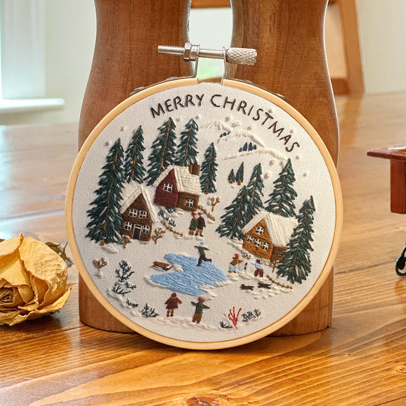 Rubbyoo Embroidery Kit - Snowy Village Scene | Handmade Crafts For Friends | Diy Christmas Needlepoint - image 6