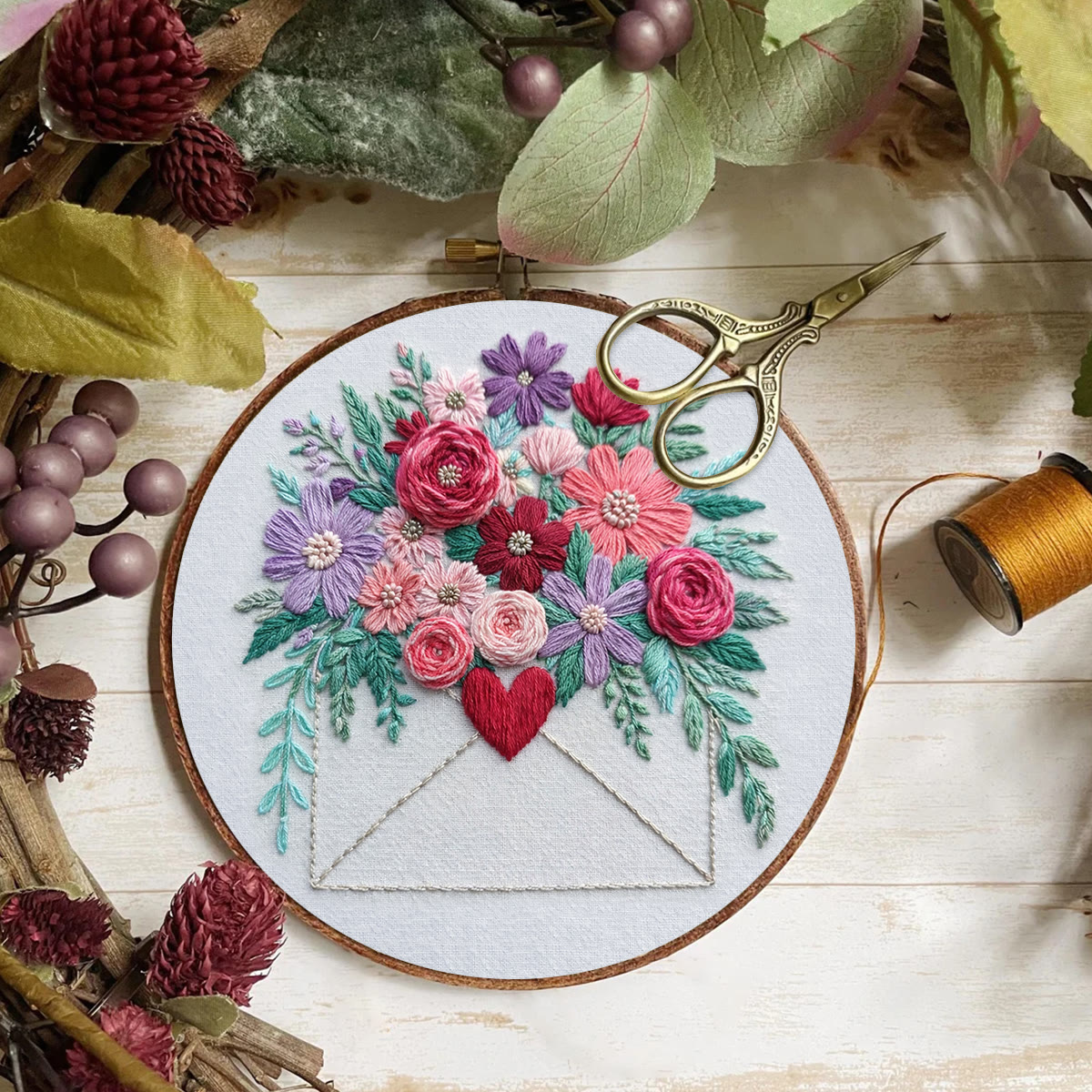 Rubbyoo Embroidery Kit - Blooming Love Envelope | Valentine Day Gifts | Diy Anniversary Gift - image 6