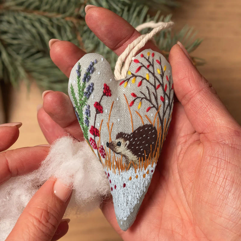 Rubbyoo Heart Embroidery Kit - Little Hedgehog | Winter Home Decor | Diy Animal Craft - image 7