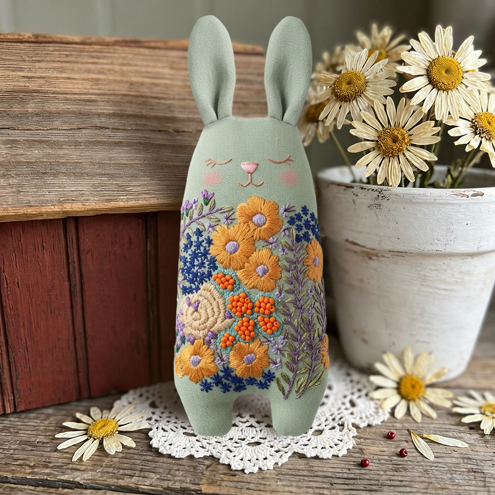 Rubbyoo Bunny Toy Embroidery Kit - Wildflower Bouquet | Hand-stitched Textile Art | Unique Keepsake Gift  - image 6