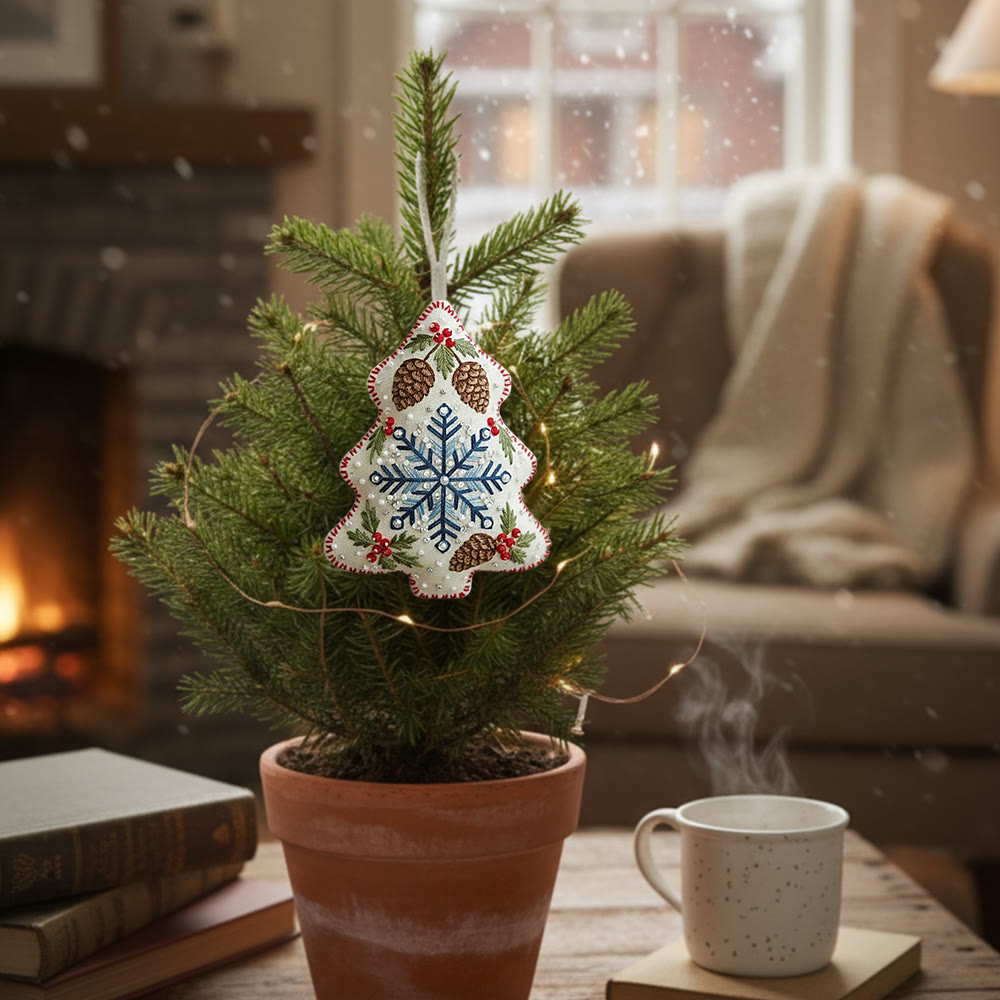 Rubbyoo Tree-shaped Embroidery Kit - Snowflake-pinecone | Exquisite Decor | Top Holiday Gifting Pick - image 6