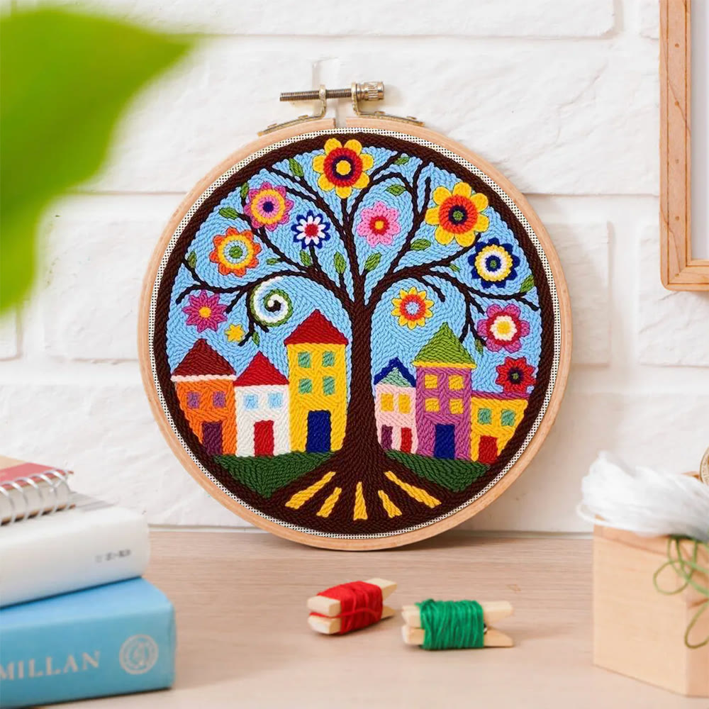  Whimsical Tree Punch Needle Kit - Diy Punch Needle Coaster | Creative Sewing Craft | Colourful Home Ornament - image 6