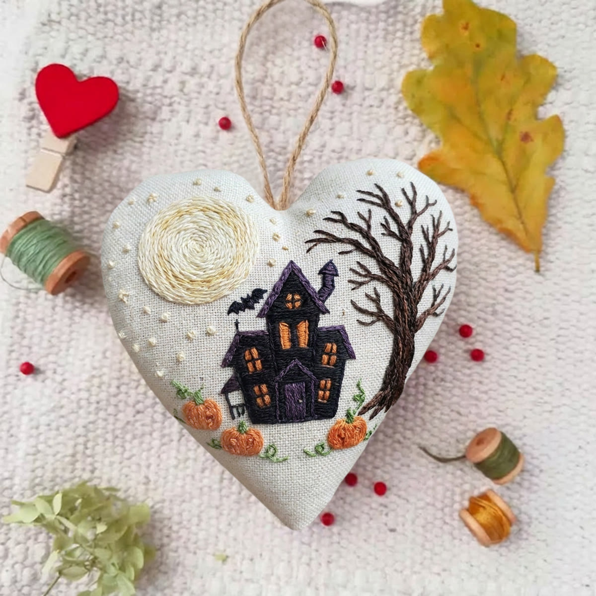 Rubbyoo Heart Embroidery Kit - Haunted House | Halloween Spooky Decoration | Perfect For Wall Hanging  - image 6