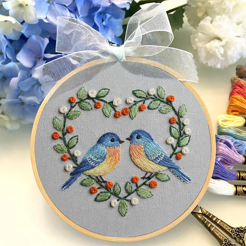 Rubbyoo Embroidery Kit - Floral Heart With Birds| Unique Bird Artwork | Perfect Home Decor - image 6