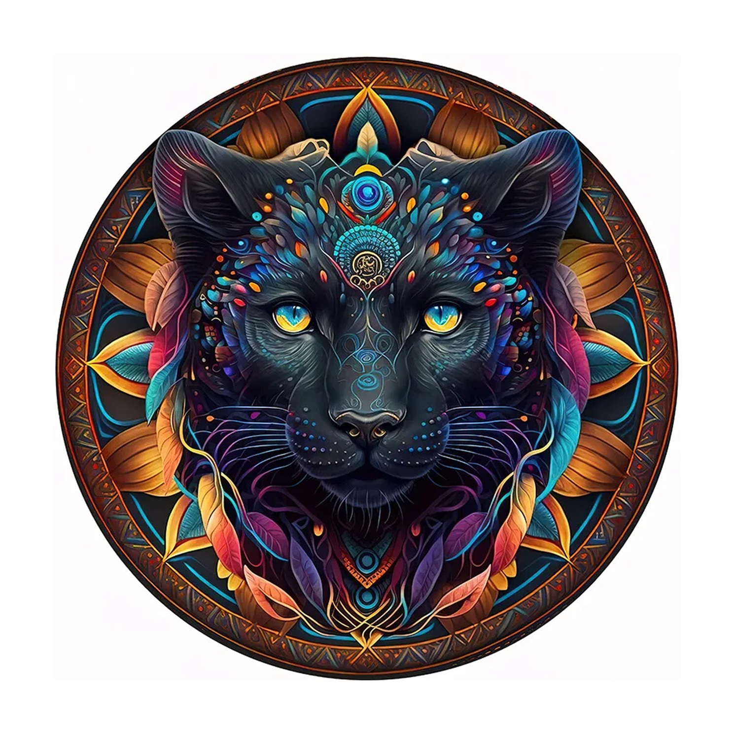 Mandala black panther - Wooden Jigsaw Puzzle