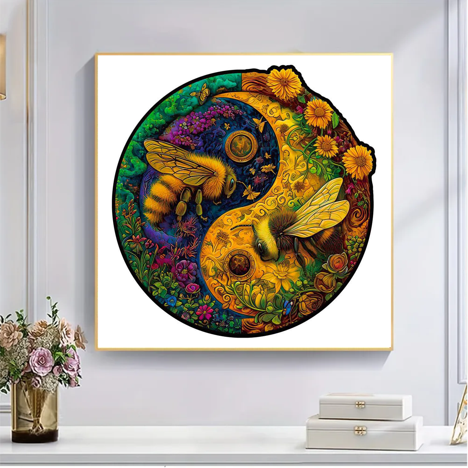 Pollinator Bees Yin Yang - Wooden Jigsaw Puzzles