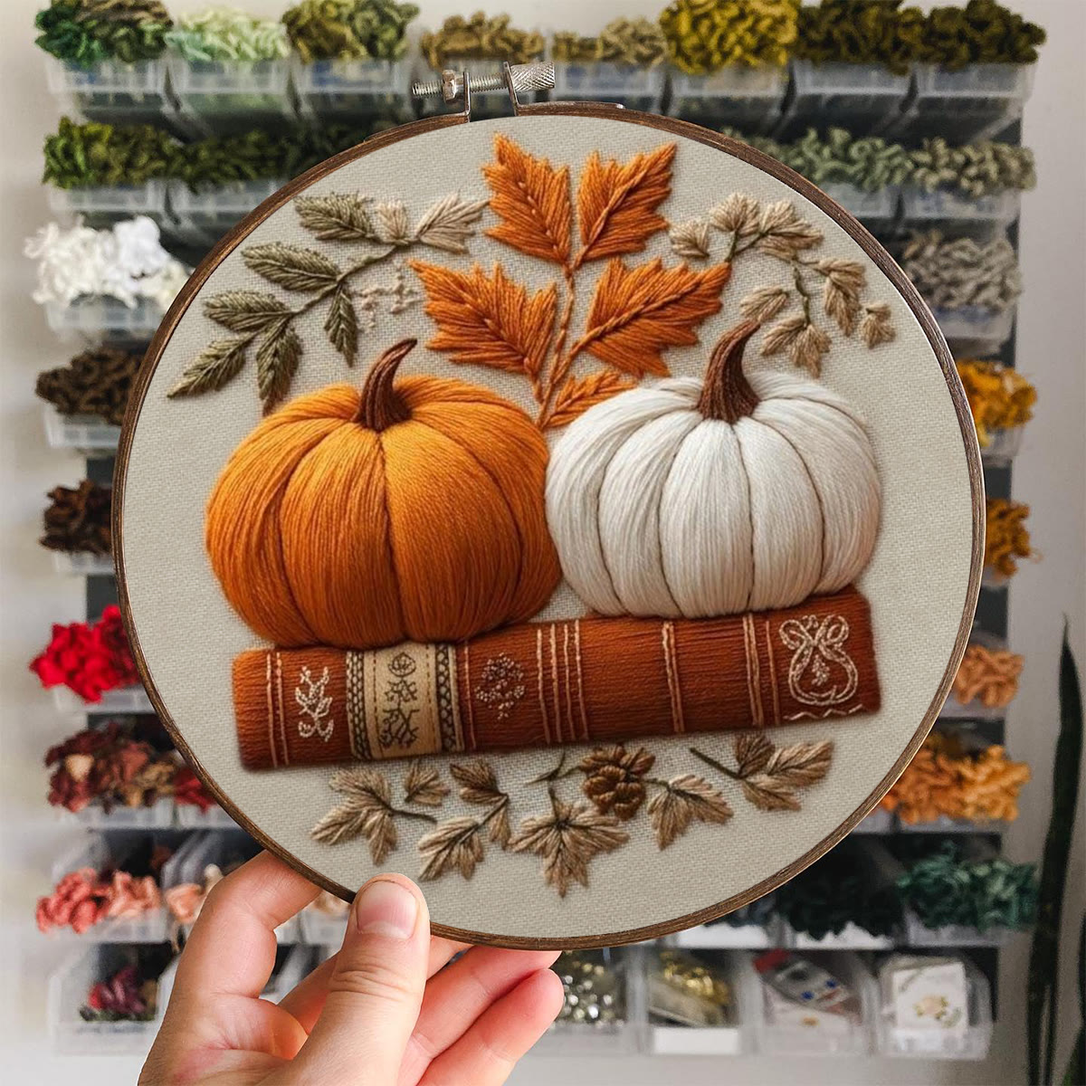 Rubbyoo Embroidery Kit - Pumpkin Story Book | DIY Present For Bookish Friend | Autumn Seasonal Room Accent - image 5