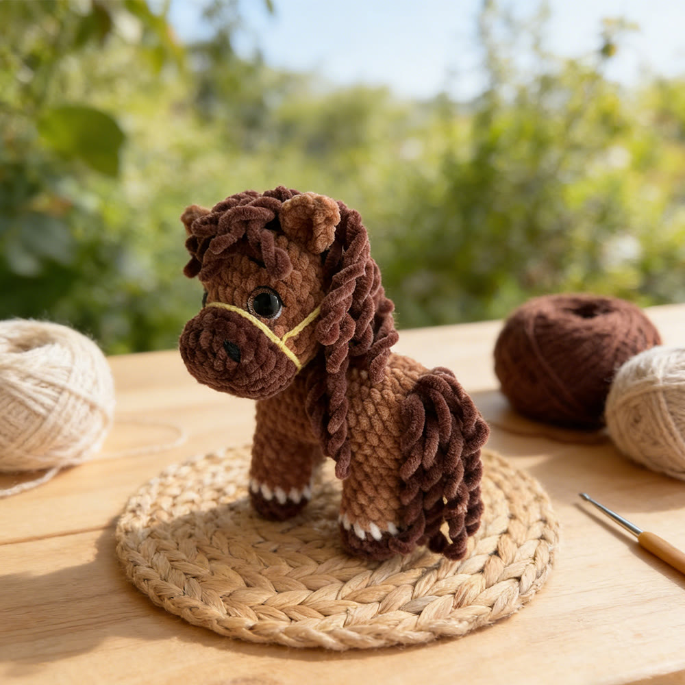 Diy Handmade Horsevcrochet Kit - Special Pony Toy | Nice Plsh Toy  - brown - image 3