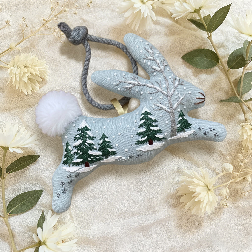 Rubbyoo Rabbit Embroidery Kit - Snowy Forest | Handmade Bunny Decoration | Diy Stuffed Animal - image 2