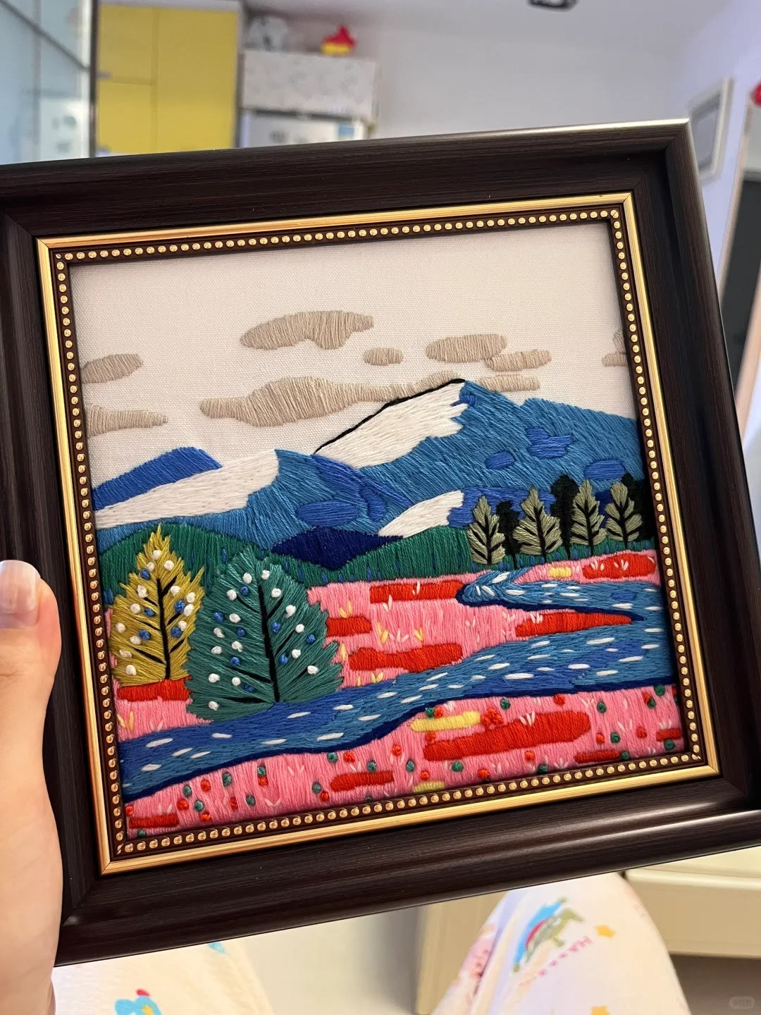 Rubbyoo Embroidery Kit - Scenery Series Needlecraft | Diy Home Decor | Unique Housewarming Gift - Blue Mountain - image 3