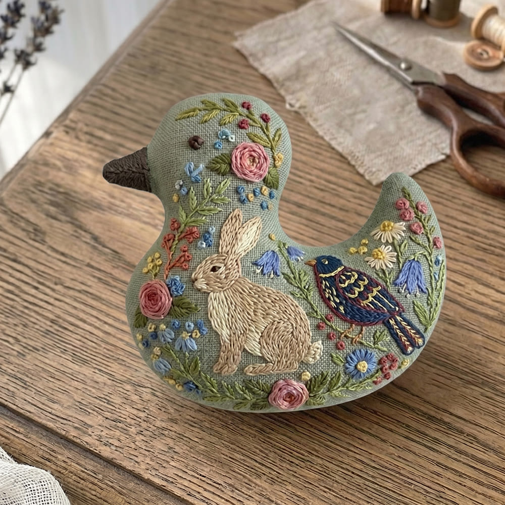 Rubbyoo Duck Embroidery Kit - Bunny Bird Flower Garden | Keychain Ornament | Unique Diy Craft Decor - image 5