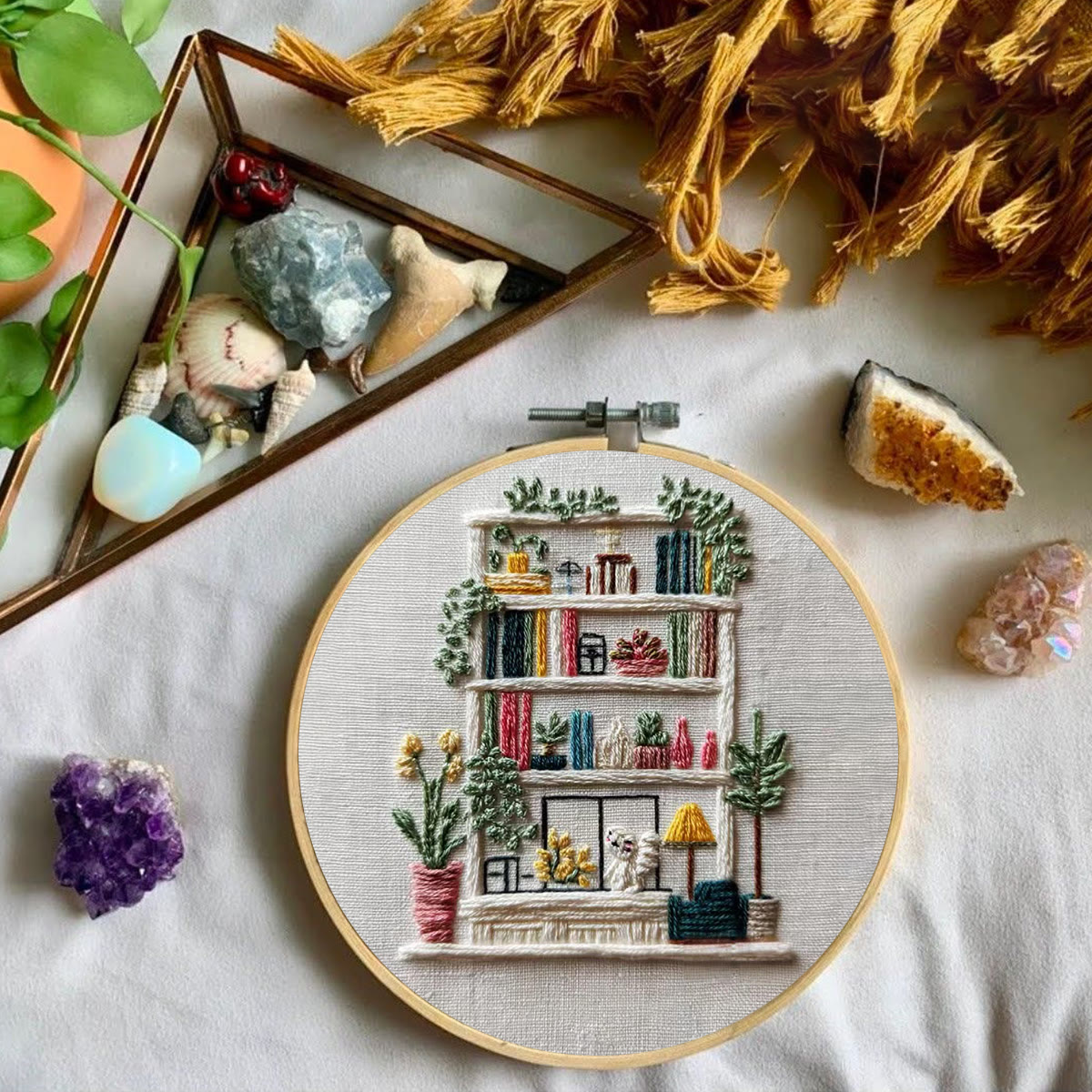 Rubbyoo Embroidery Kit - Bookshelf | Diy Decoration For Book Lover | Handmade Hoop Art  - image 7