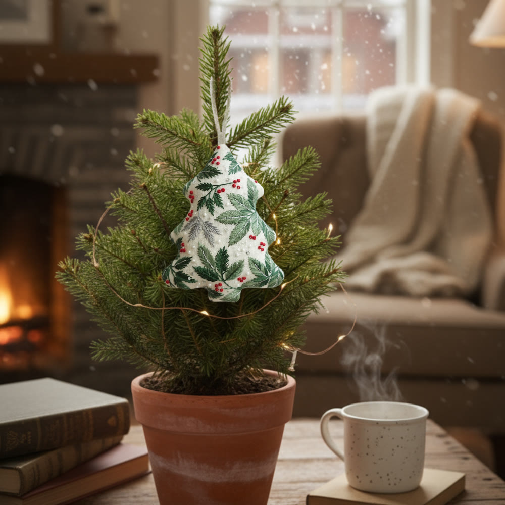 Rubbyoo Tree-shaped Embroidery Kit - Holly Leaves | Christmas Tree Ornaments | Holiday Party Gift - image 4