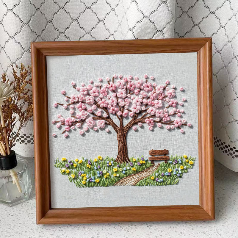 Rubbyoo Embroidery Kit - Cherry Tree | Unique Sewing Kit | Nice Home Ornament - Embroidery Kit Plus An Extra Frame - image 9