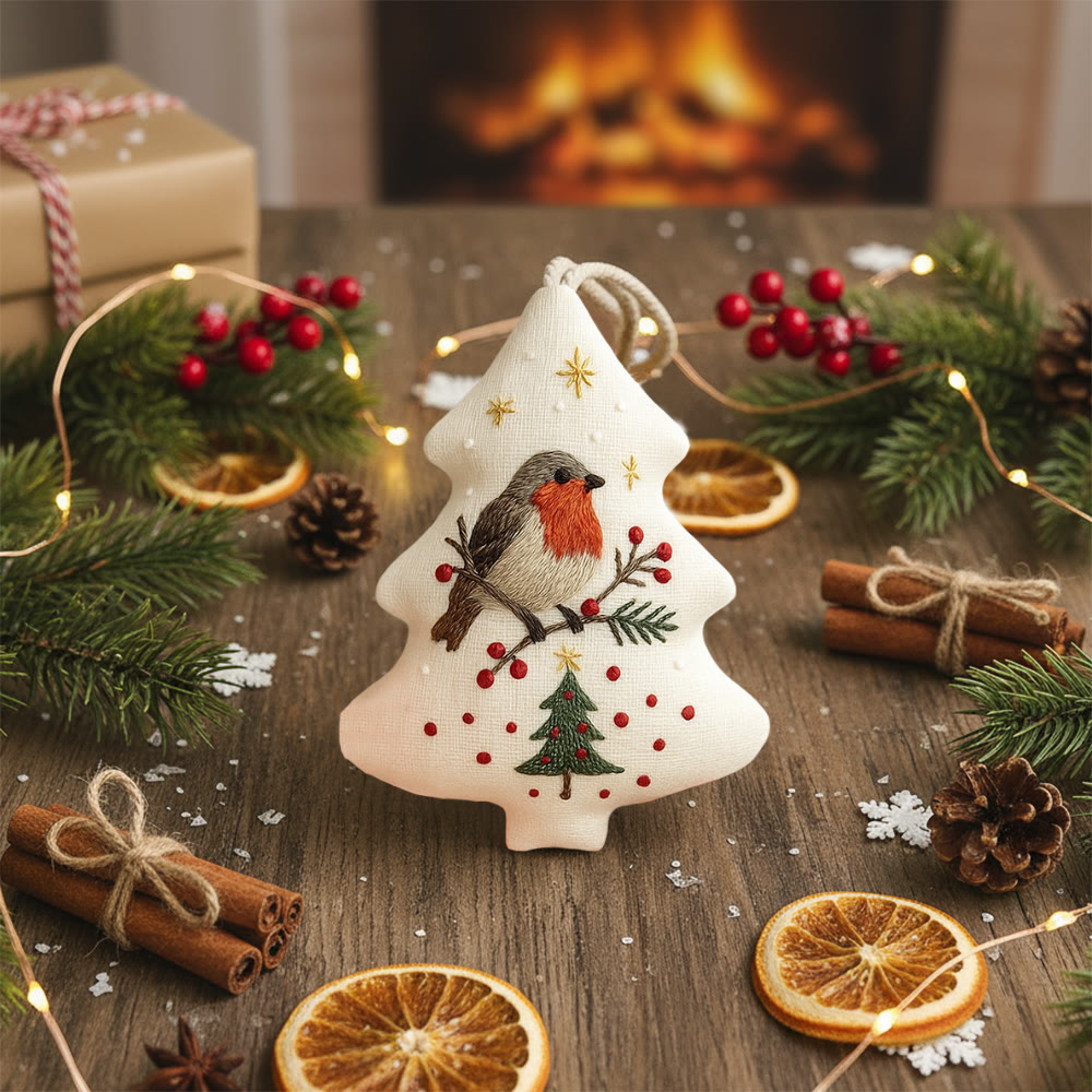 Rubbyoo Tree-shaped Embroidery Kit - Robin Bird | Winter Craft Project | Festive Christmas Ornament - image 7