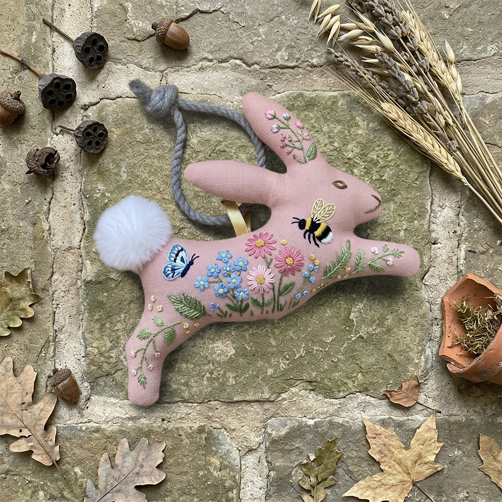 Rubbyoo Rabbit Embroidery Kit - Pink Rabbit  | Diy Floral Art | Easter Handmade Craft  - image 5