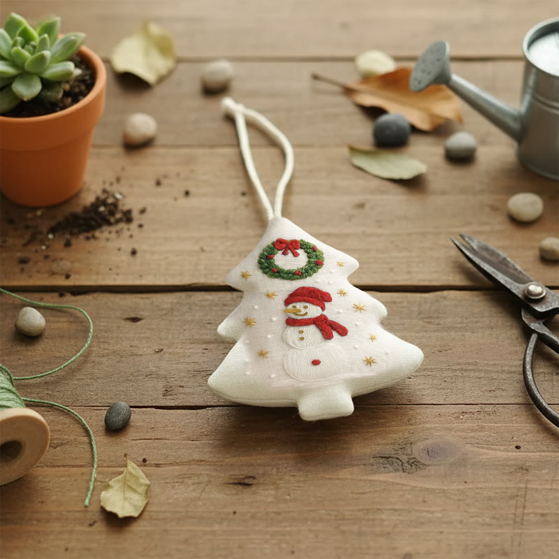 Rubbyoo Tree-shaped Embroidery Kit - Snowman | Winter Handmade Craft | Festive Home Accent - image 10