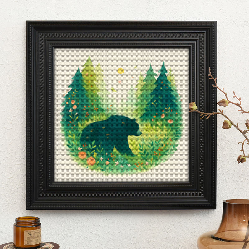  Cross Stitch Kit - Bear In The Forest | Unique Sewing Collection | Charming Landscape Craft  - image 10