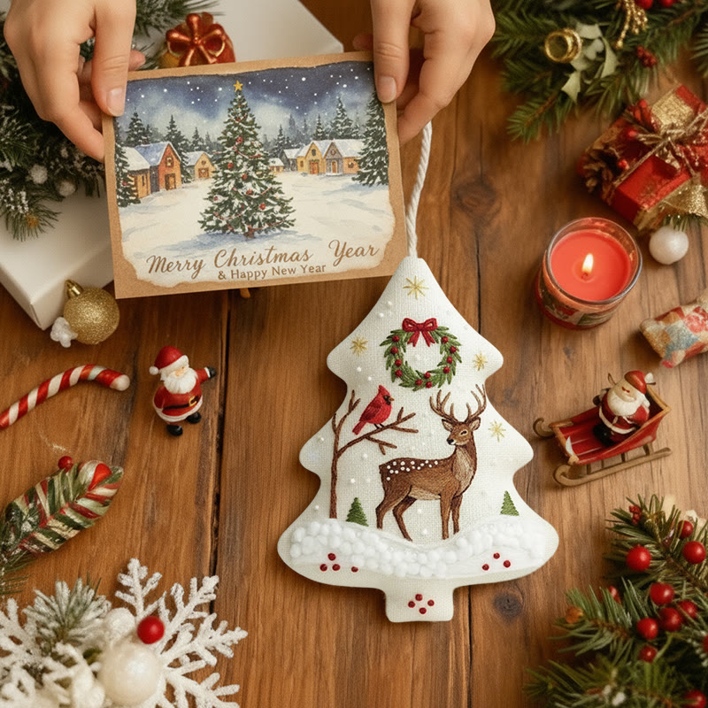 Rubbyoo Tree-shaped Embroidery Kit - Reindeer With Jingle Bells | Crafted With Love Treasure | Christmas Must-have - image 5