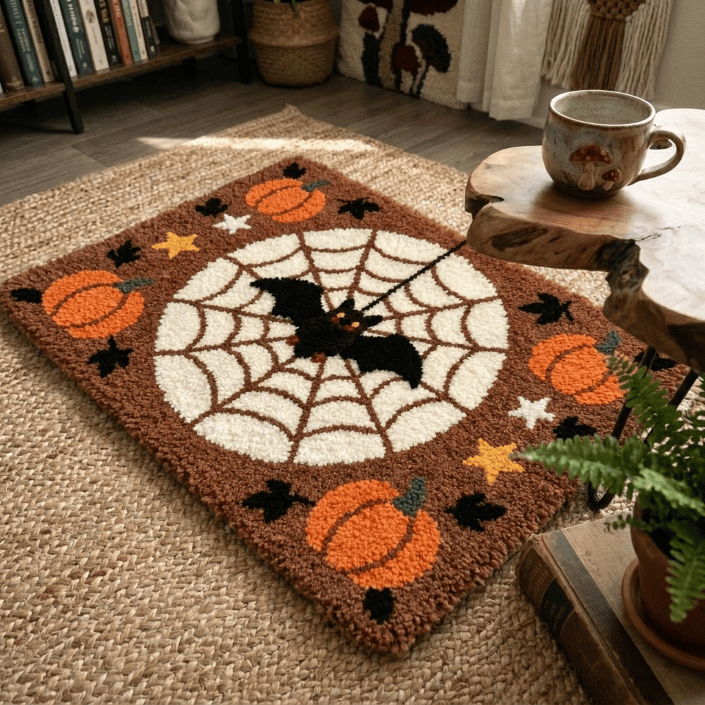 Rubbyoo Latch Hook Rug Kit - Bats And Spiderwebs | Versatile Spooky Decor | Creative Wall Hanging - image 6