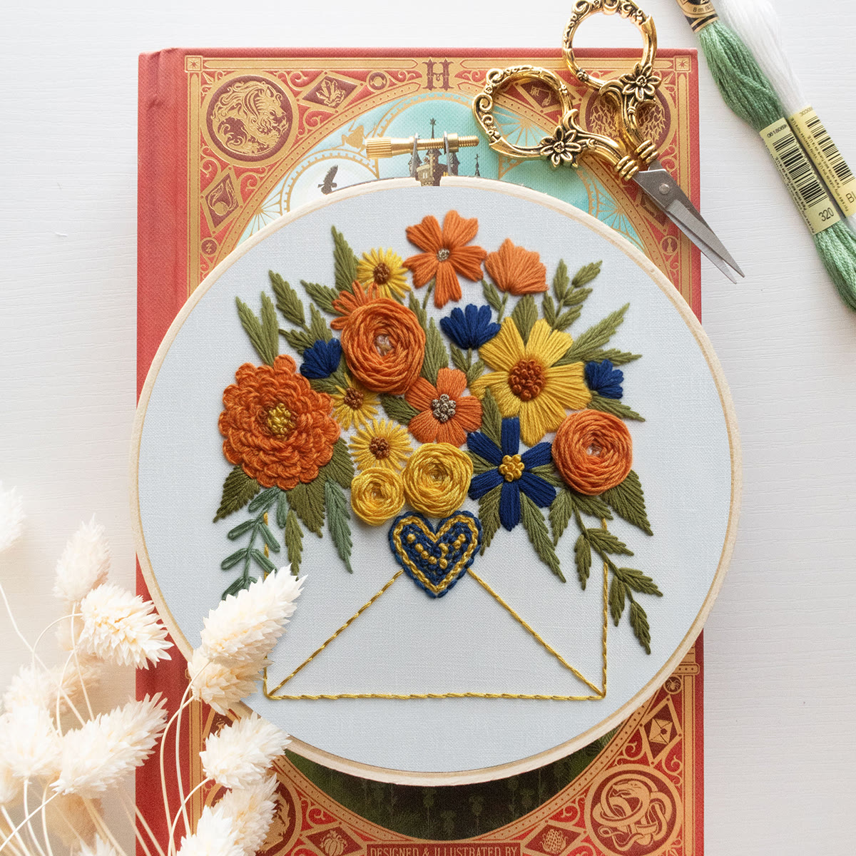 Rubbyoo Embroidery Kit - Floral Envelope With Heart | Relaxing Craft Session | Artistic Home Accent - image 12