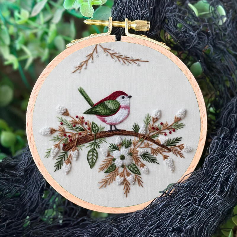 Rubbyoo Embroidery Kit - Winter Branch Bird | Serene Craft | Festive Accent - image 8