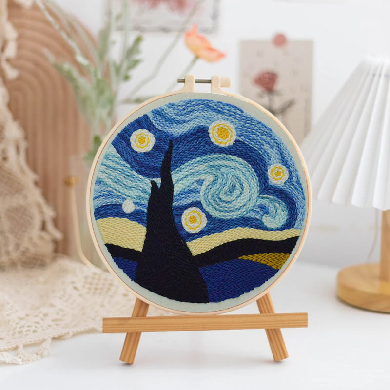  Starry Night Sky Punch Needle Kit - Beginner's Needle Set | Diy Landscape Craft  - image 3