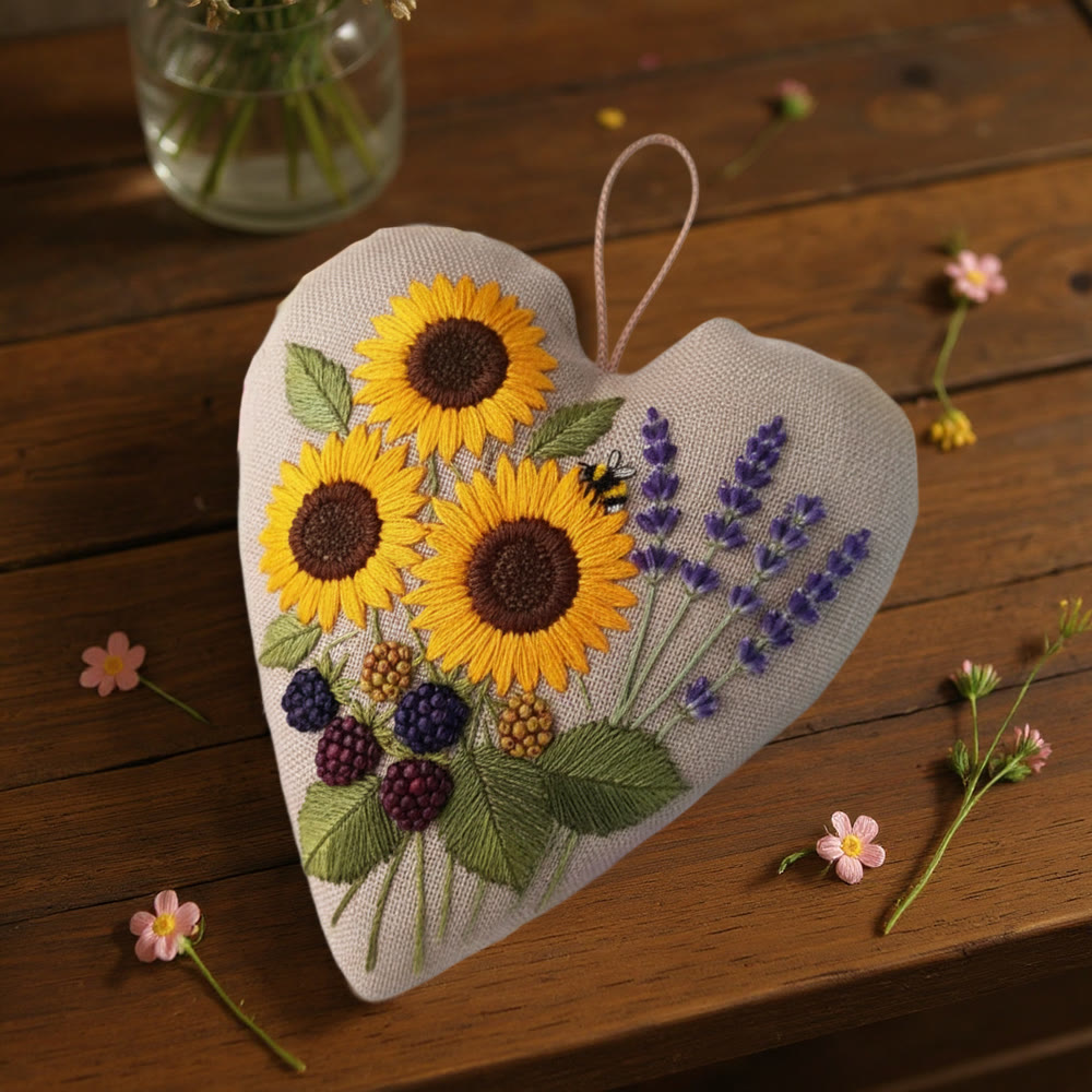 Rubbyoo Heart Embroidery Kit - Sunflower Lavender | Vibrant Handstitched Craft | Bright Home Decor Adornment - image 9