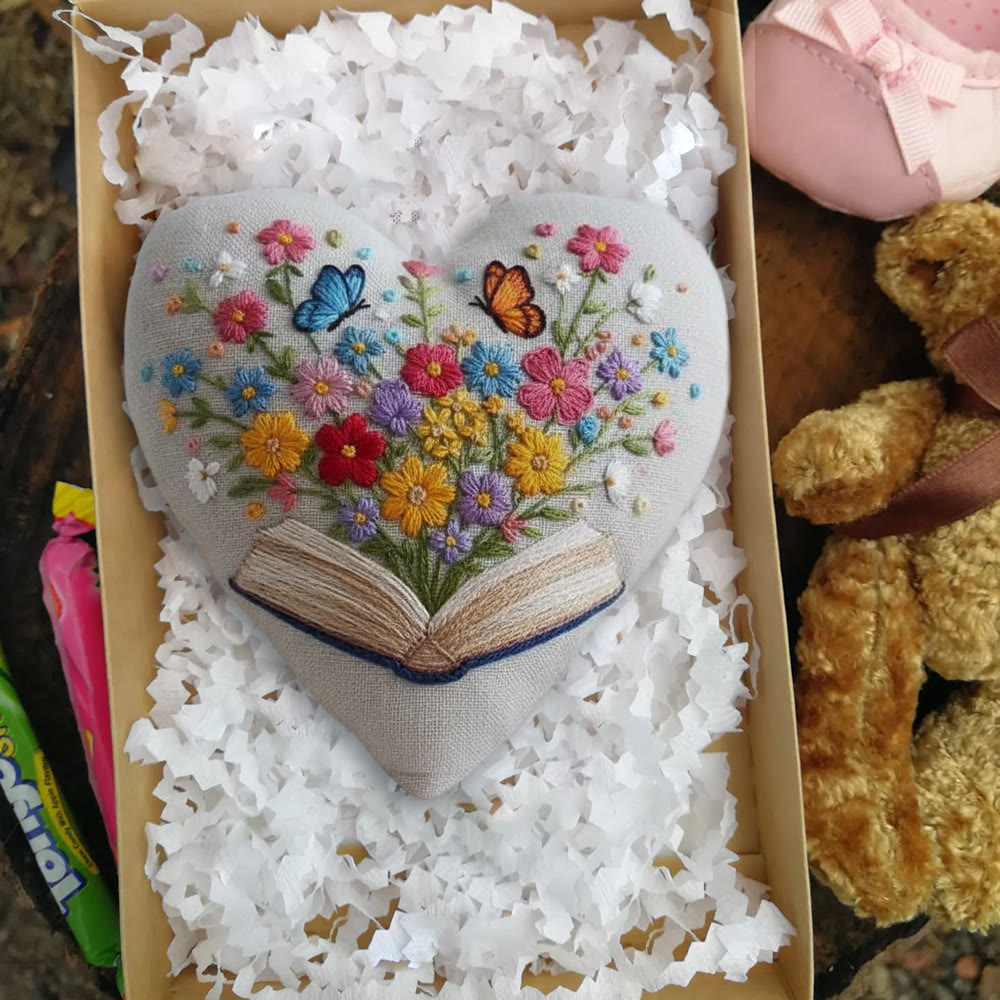 Rubbyoo Heart Embroidery Kit - Floral Book | Diy Stitch Art | Nice Gift For Book Lovers  - image 6