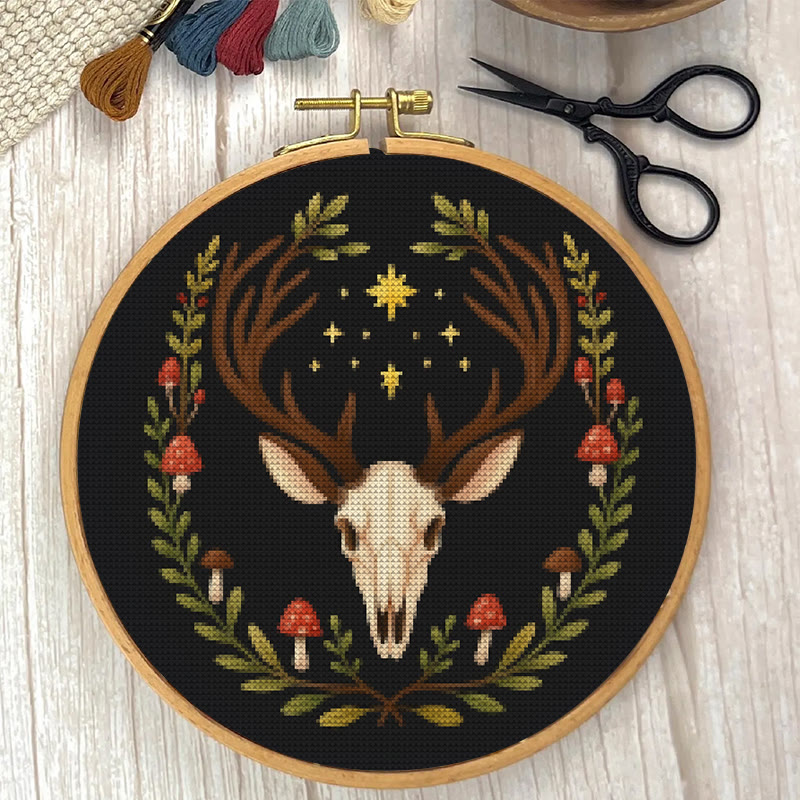  Cross Stitch Kit - Deer Skull | Christmas Handmade Craft | Witchy Wall Art  - image 5