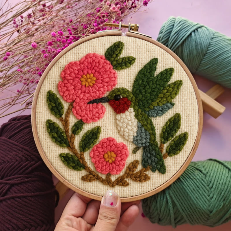 Charming Flower And Bird Punch Needle Kit - Creative Home Ornament | Perfect For Beginners - image 3