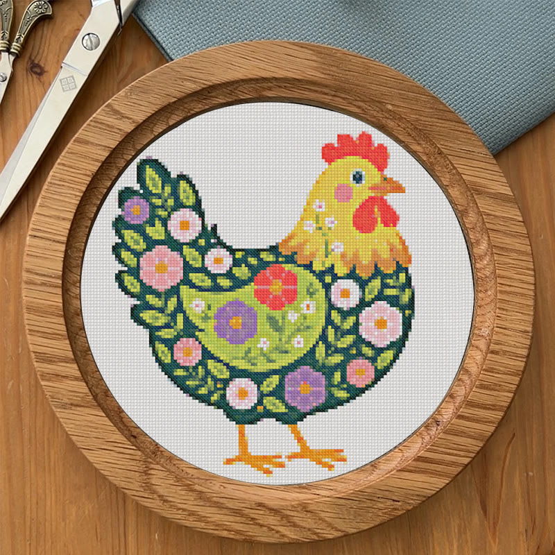  Cross Stitch Kit - Floral Hen | Colorful Handmde Craft | Starter Diy Needlework - image 8