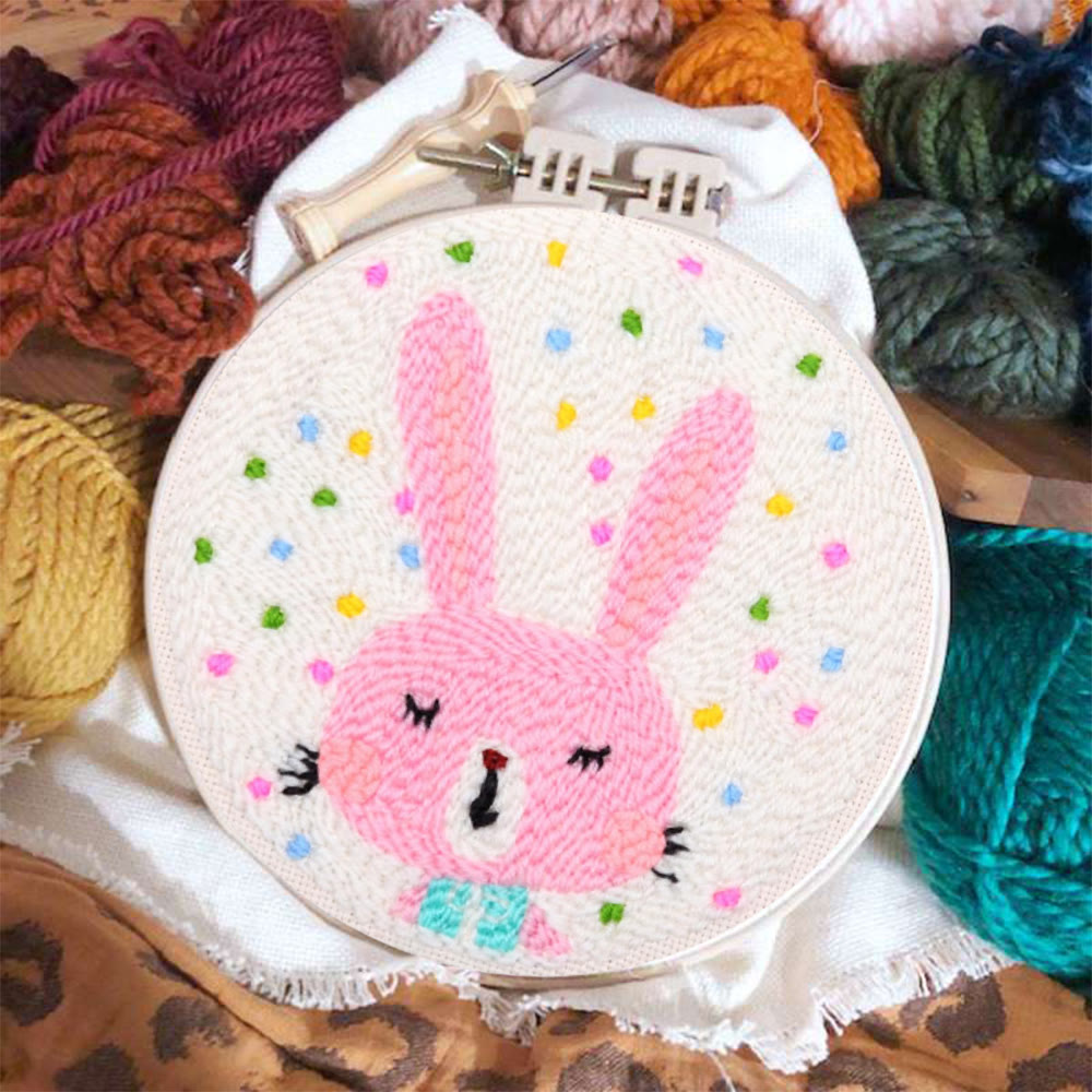 Confetti Pink Bunny Punch Needle Kit - Breezy Craft | Easter Party Accent - image 7
