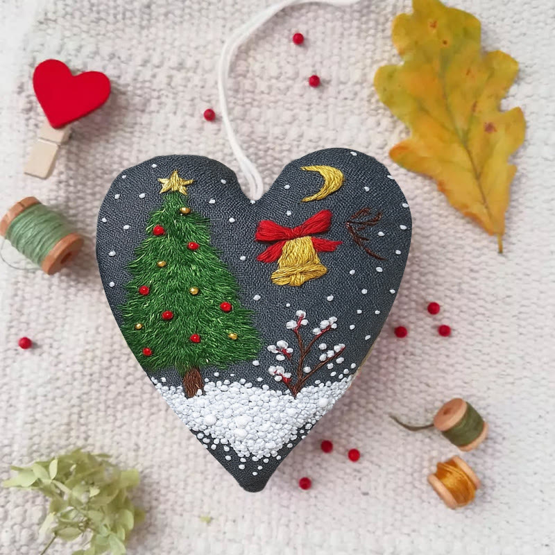Rubbyoo Heart Embroidery Kit - Unique Handmade Art Craft | Christmas Hanging Ornaments  - Christmas Eve - image 9