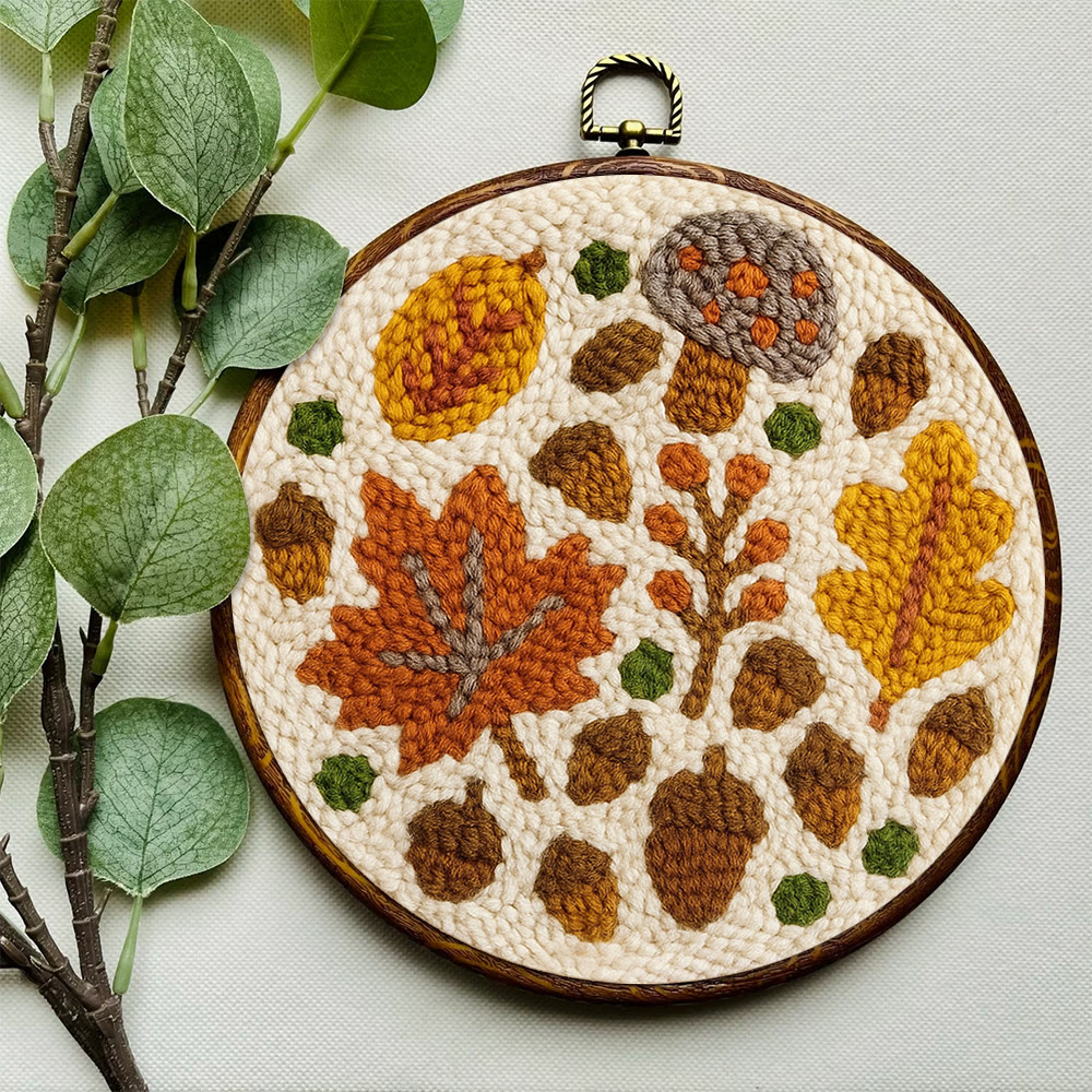 Fallen Plants Punch Needle Kit - Autumn Desk Decoration | Easy Handmade Artwork - image 4