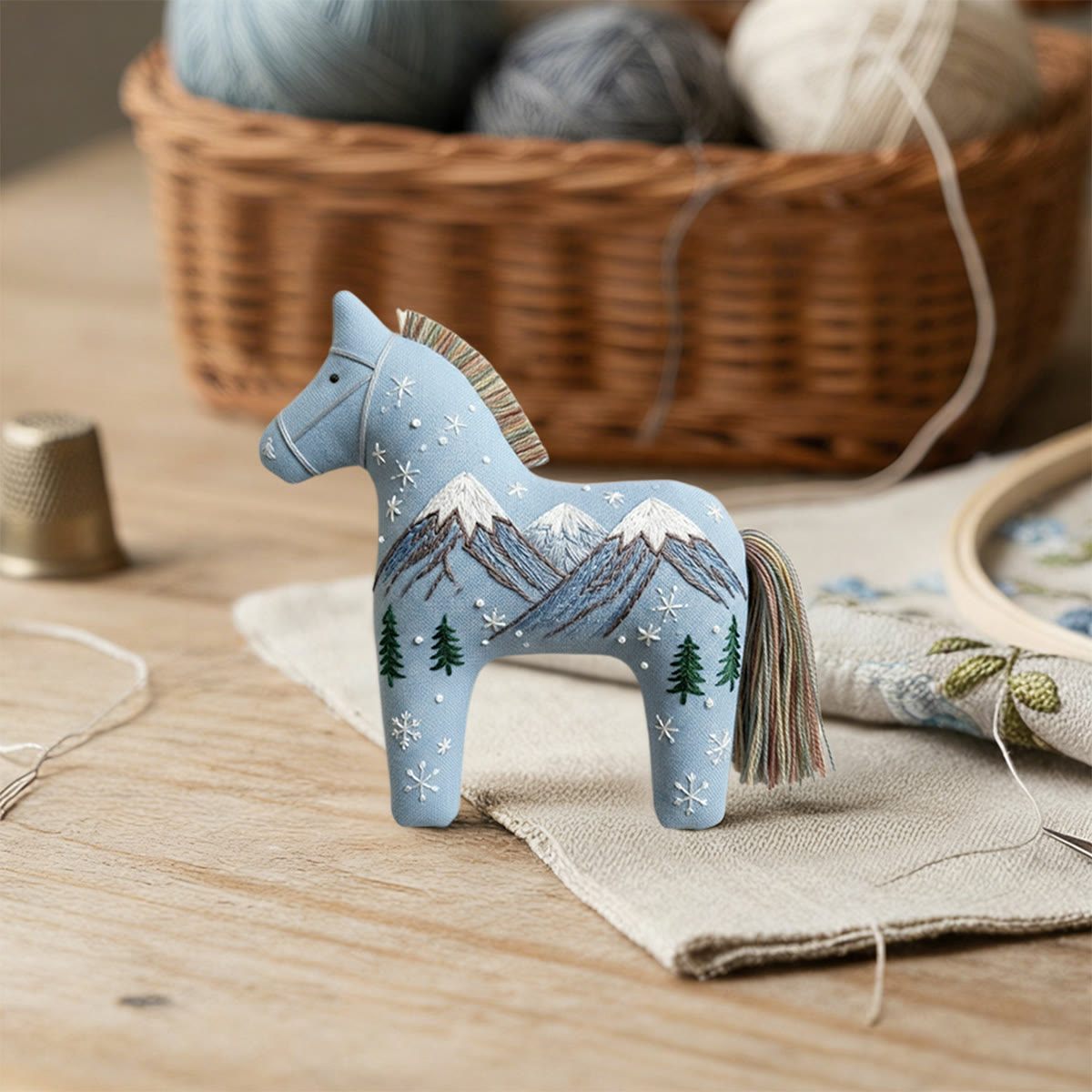 Rubbyoo Dala Horse Embroidery Kit - Snowy Mountain | Unique Birthday Gift | Cozy Home Accents - image 4