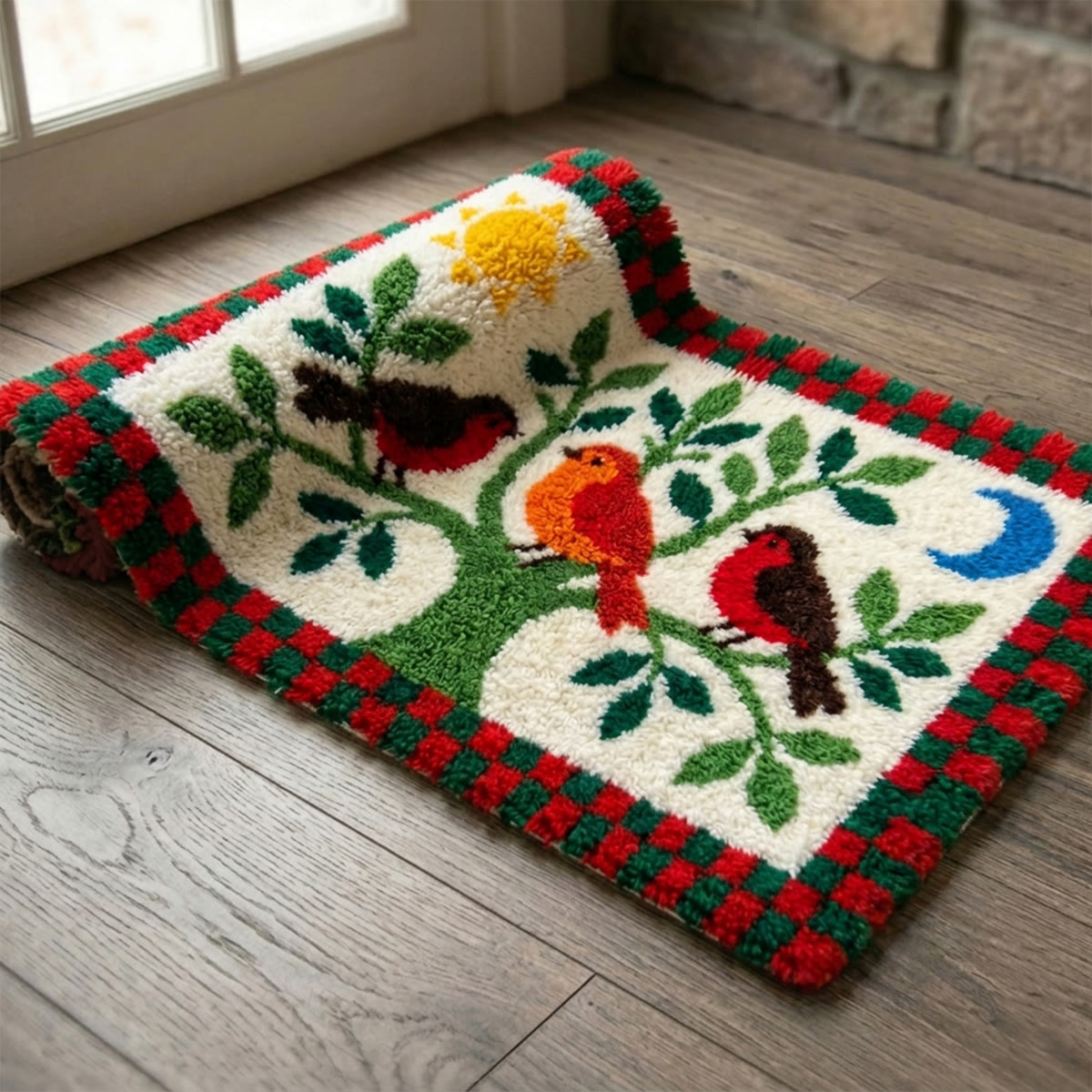 Rubbyoo Latch Hook Rug Kit - Robin Birds On Branch | Diy Embroidery Kit | Cozy Living Room Accent Rug - image 9