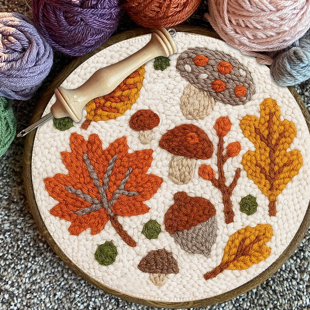 Autumn Leaves Punch Needle Kit - Diy Wall Hanging | Seasonal Needle Artwork - image 9