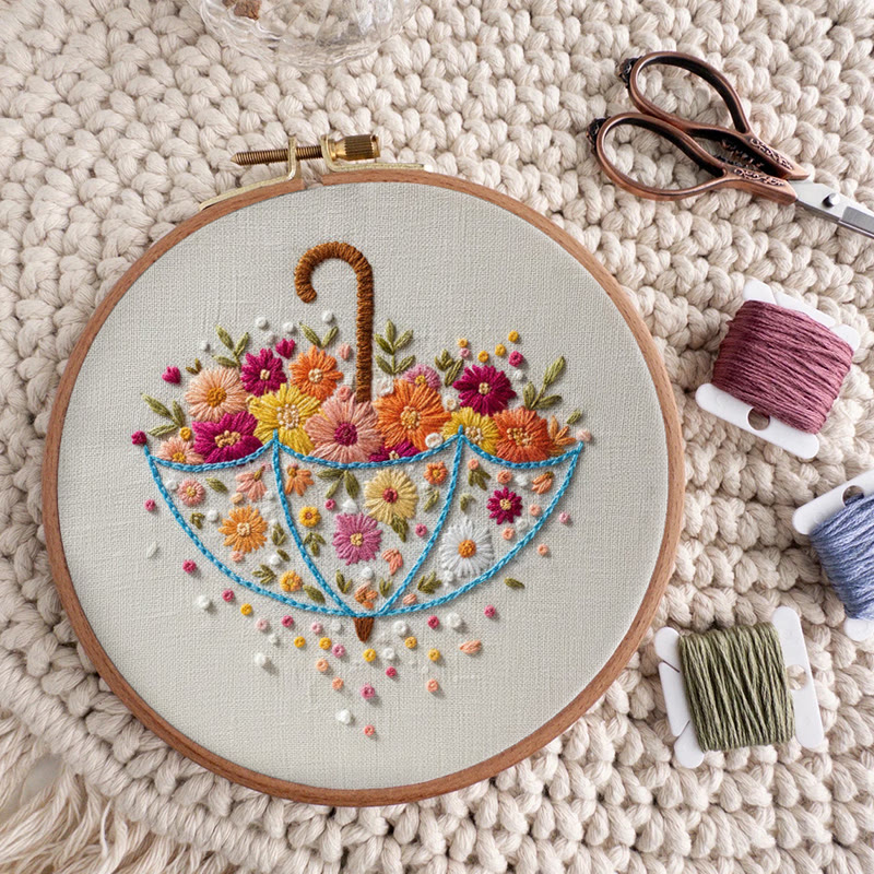Rubbyoo Embroidery Kit - Floral Umbrella | Creative Stitch Design | Nice Wall Decor - image 7