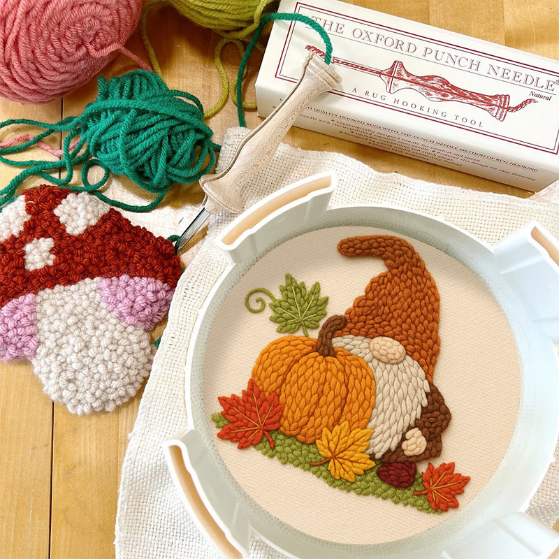 Gnome With Pumpkin Punch Needle Kit - Diy Needlework Gift | Halloween Wall Art - image 10