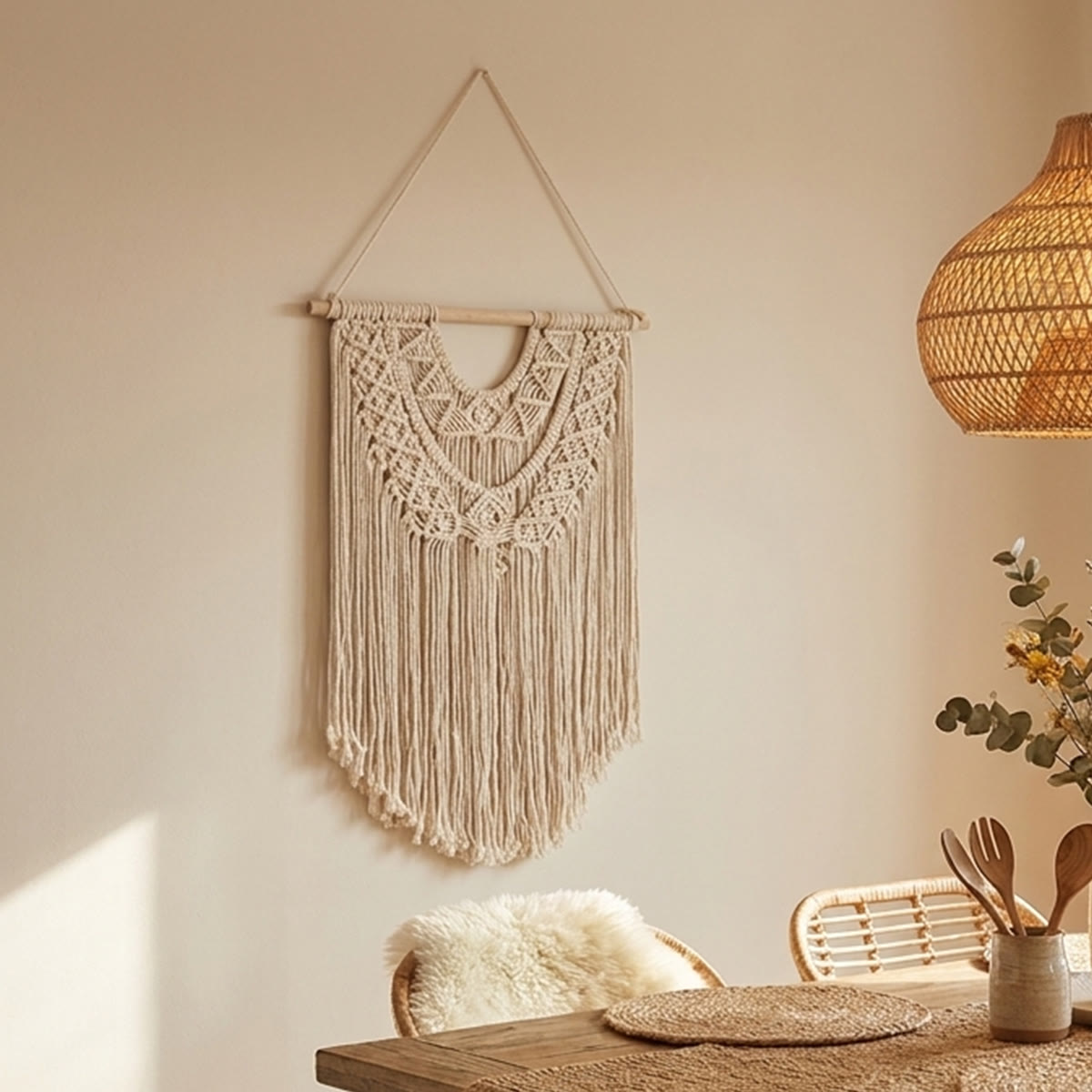 Rubbyoo Boho Geometric  Wall Hanging - Macrame Woven Tassel Interior Decor | Elegant Timeless Doorway Display - image 7