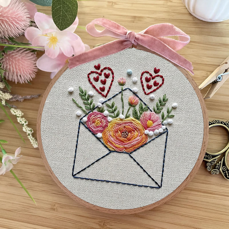Rubbyoo Embroidery Kit - Love Envelope | Diy Needle Art Project | Nice For Desk Decor - image 3