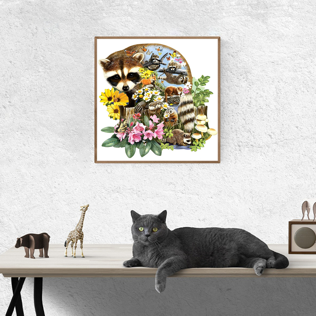Raccoon ‘Flower Land’ - Wooden Jigsaw Puzzles