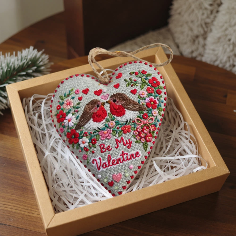 Rubbyoo Heart Embroidery Kit - Twin Robin With Lettering | Romantic Handstitched Diy | Sweet Valentine Gifting Choice - image 5