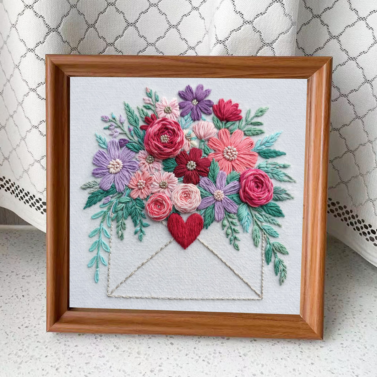 Rubbyoo Embroidery Kit - Blooming Love Envelope | Valentine Day Gifts | Diy Anniversary Gift - Embroidery Kit Plus An Extra Frame - image 13
