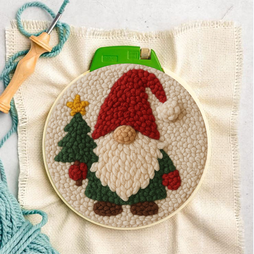 Christmas Gnome Punch Needle Kit - Diy Christmas Decoration | Cozy Handmade Wall | Art For Holiday - image 3