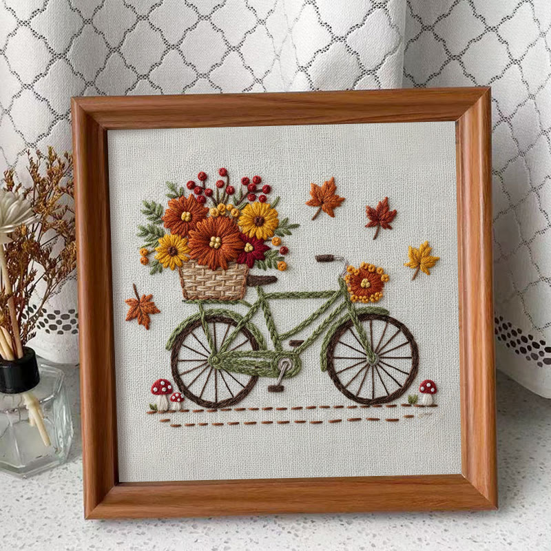 Rubbyoo Embroidery Kit - Bicycle With Flowers | Diy Starter Needle Kit | Perfect Home Decor - Embroidery Kit Plus An Extra Frame - image 9