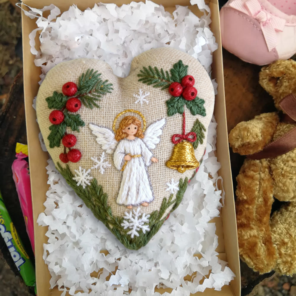 Rubbyoo Heart Embroidery Kit - Angel Blessing  |  Handmade Christmas Collection | Home Hanging Craft  - image 6